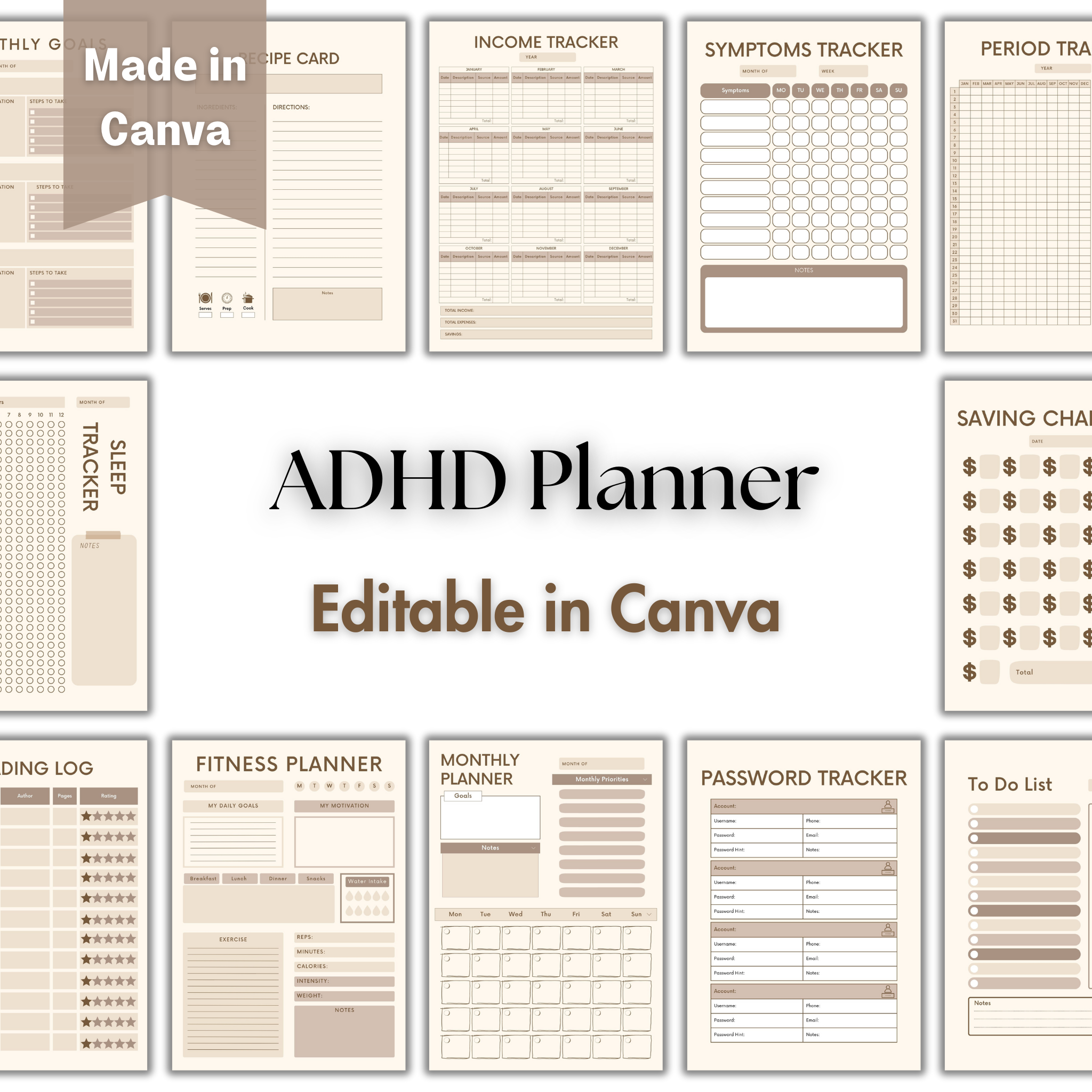 ADHD Planner Template - Beige