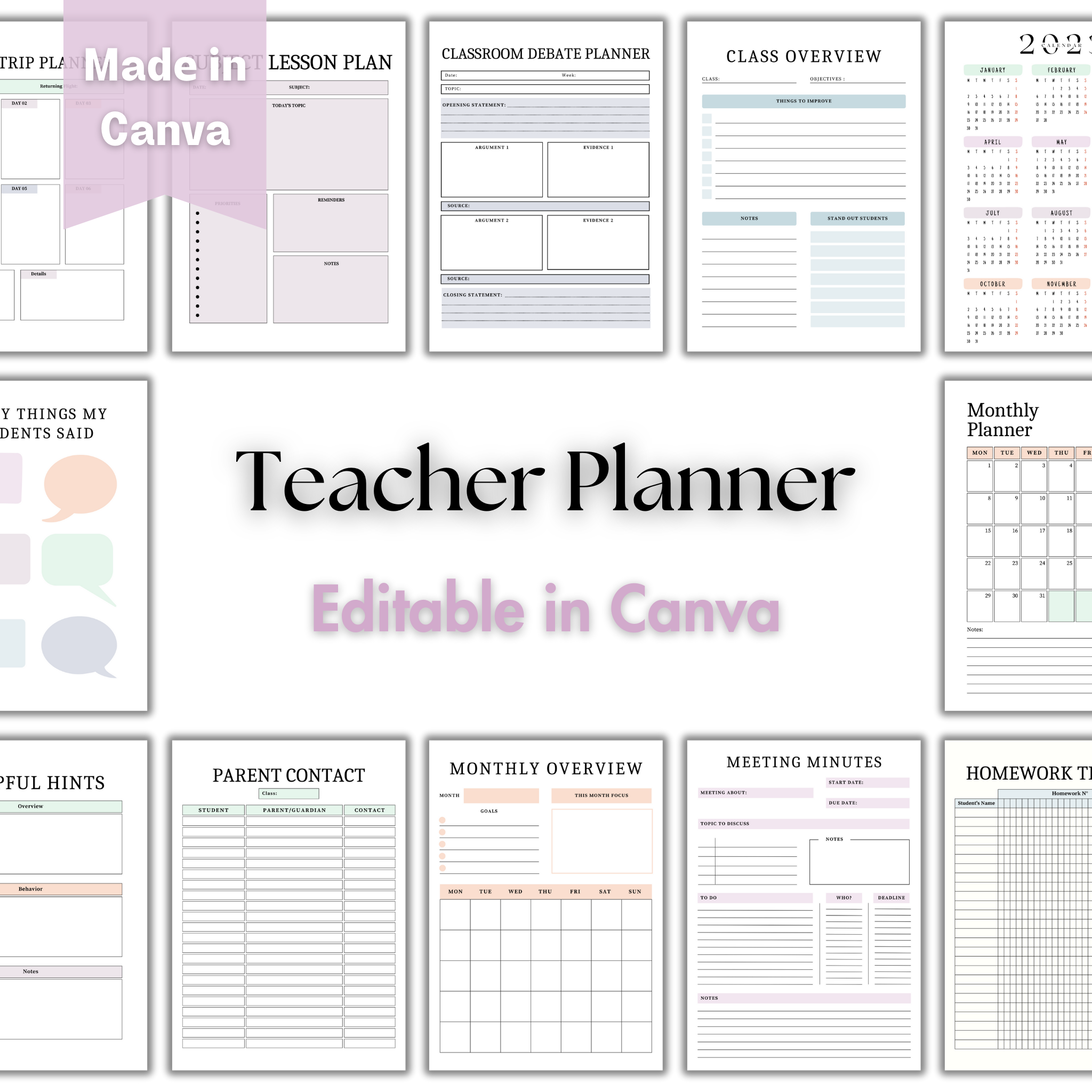 Editable Canva Teacher Planner | Organize Your Teaching Journey ...