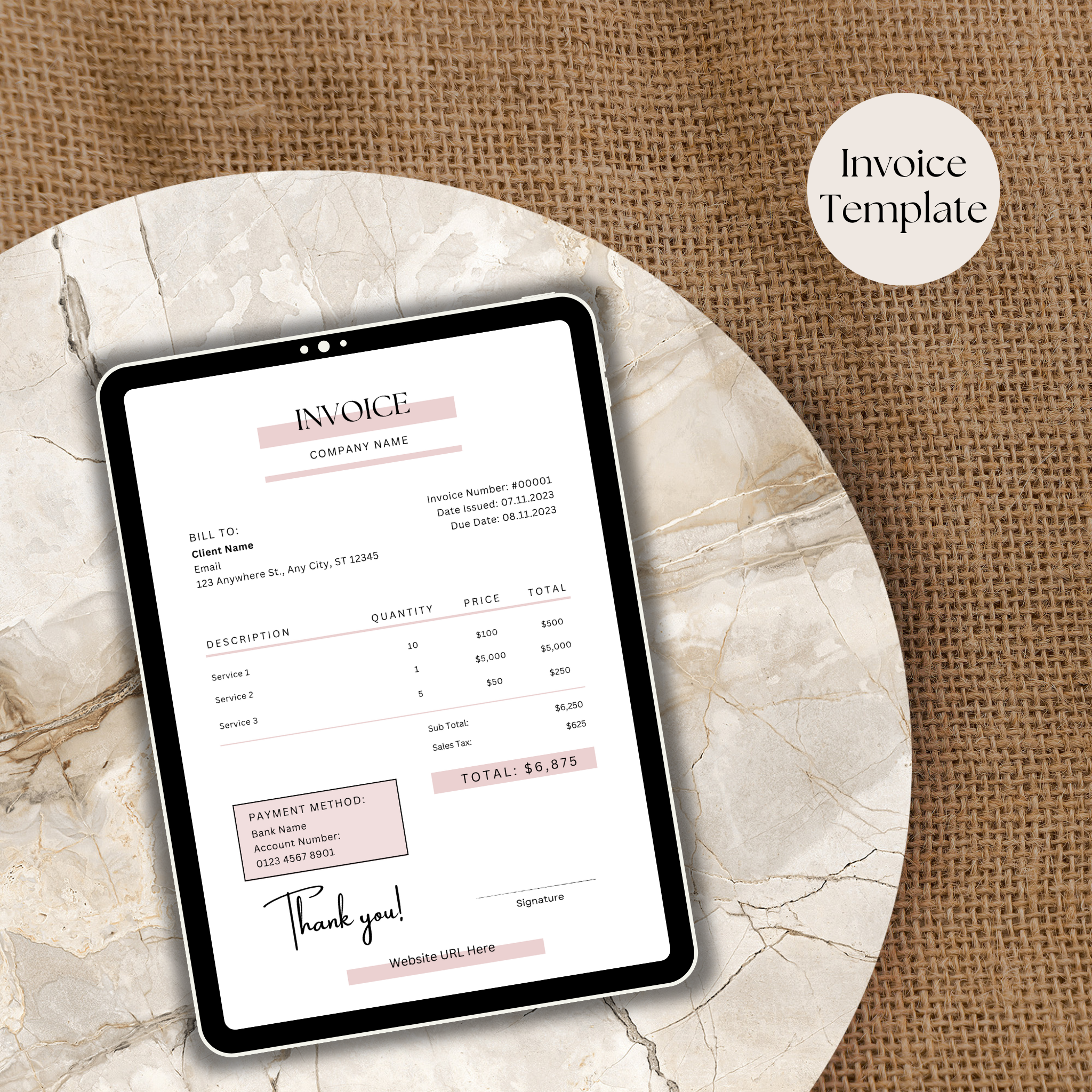 Clean and Minimal Canva Invoice Template