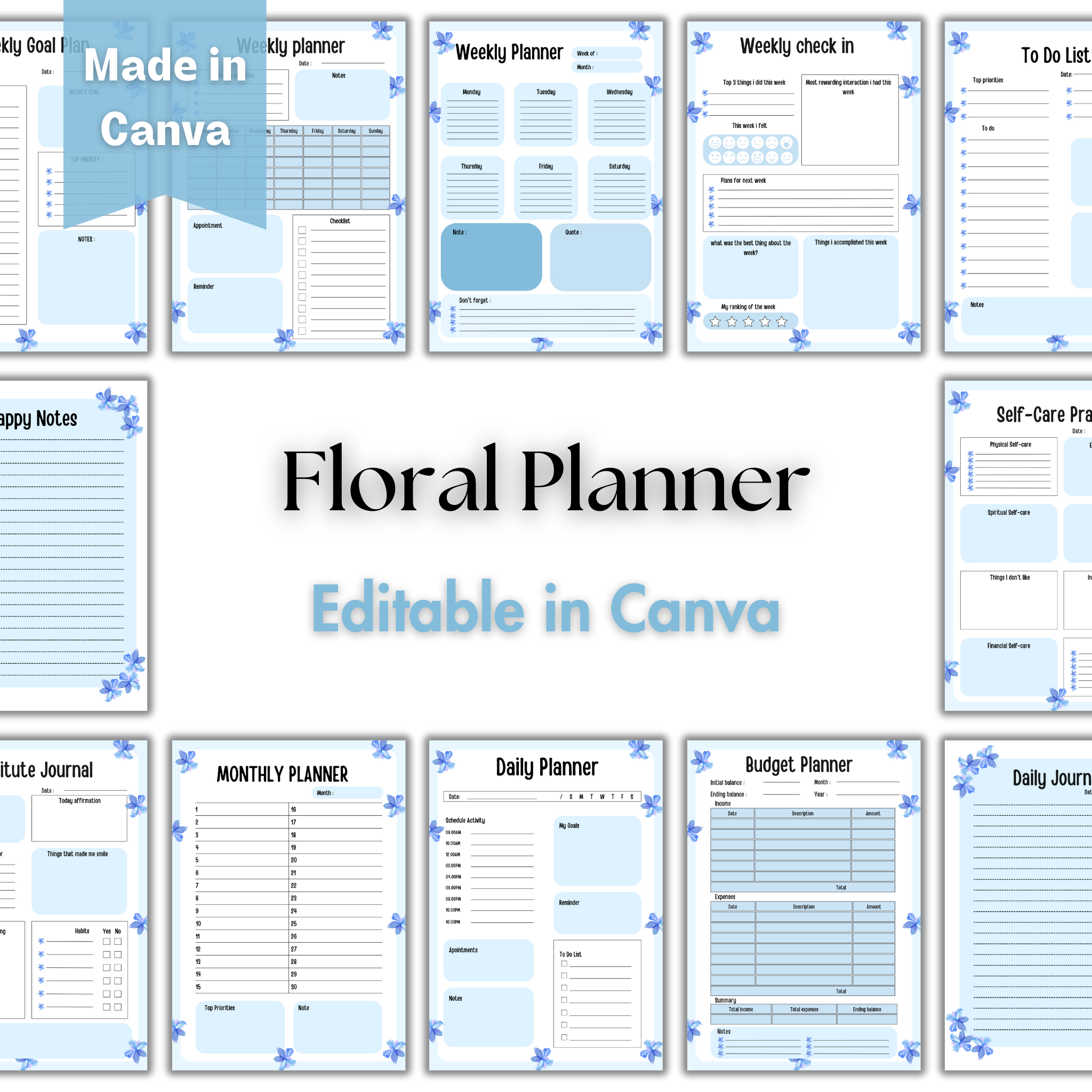 Floral Daily Planner Template