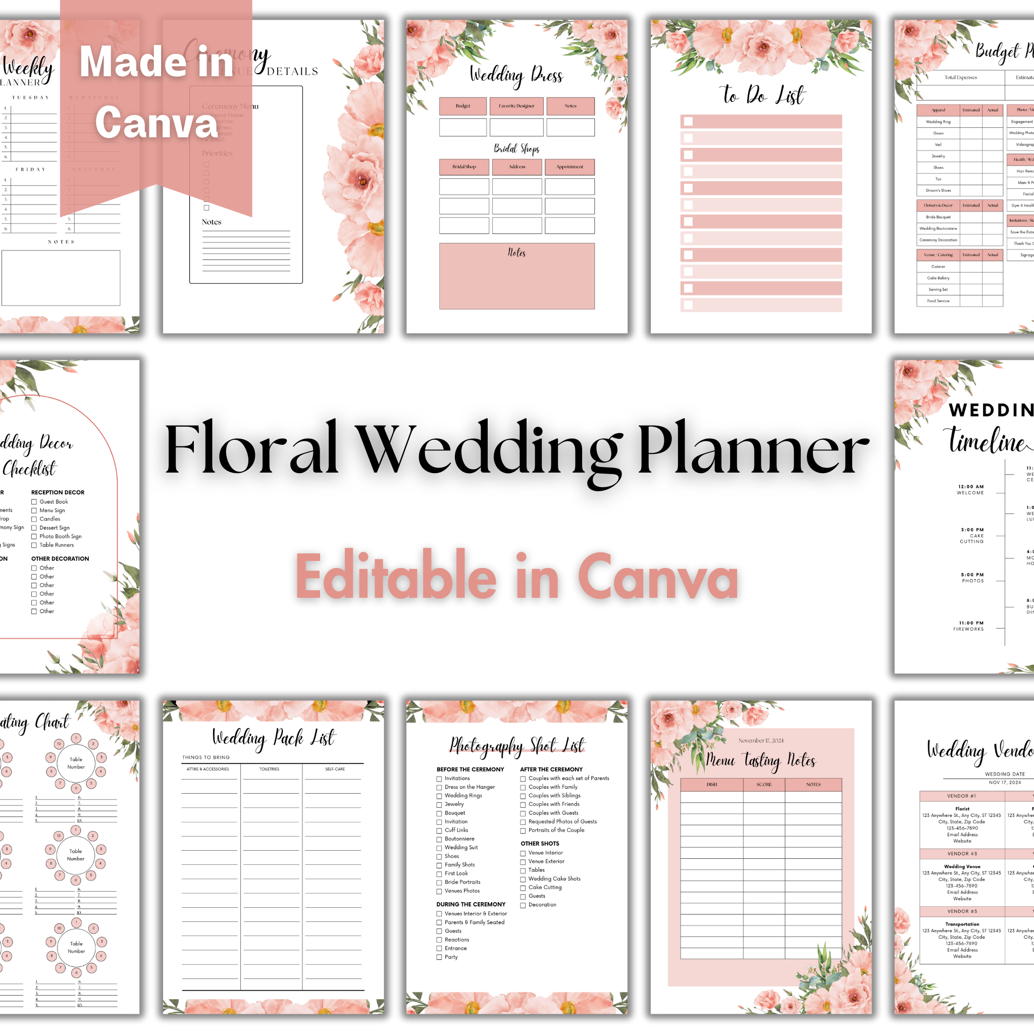 Floral Wedding Planner Template