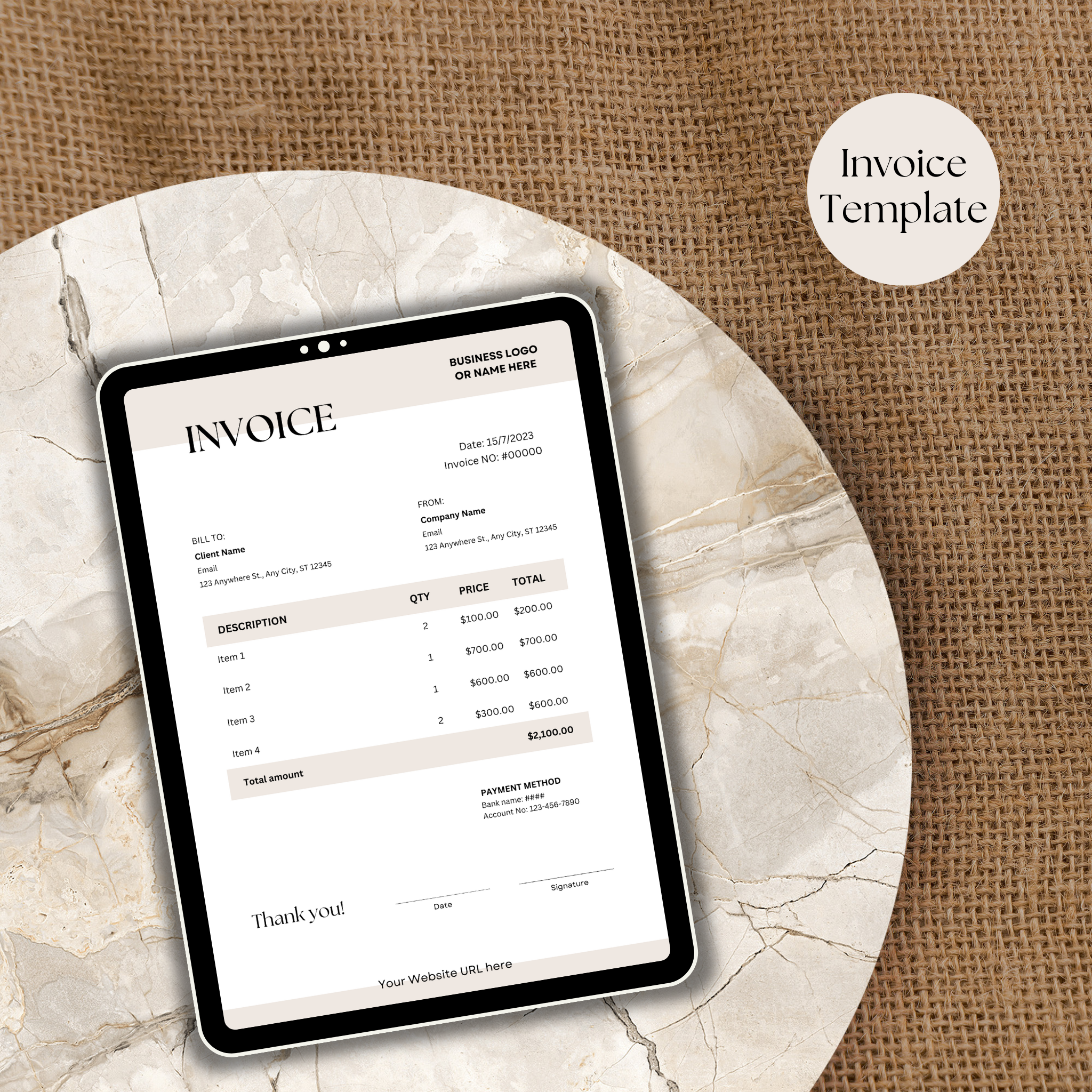 Simple and Sleek Canva Invoice Template