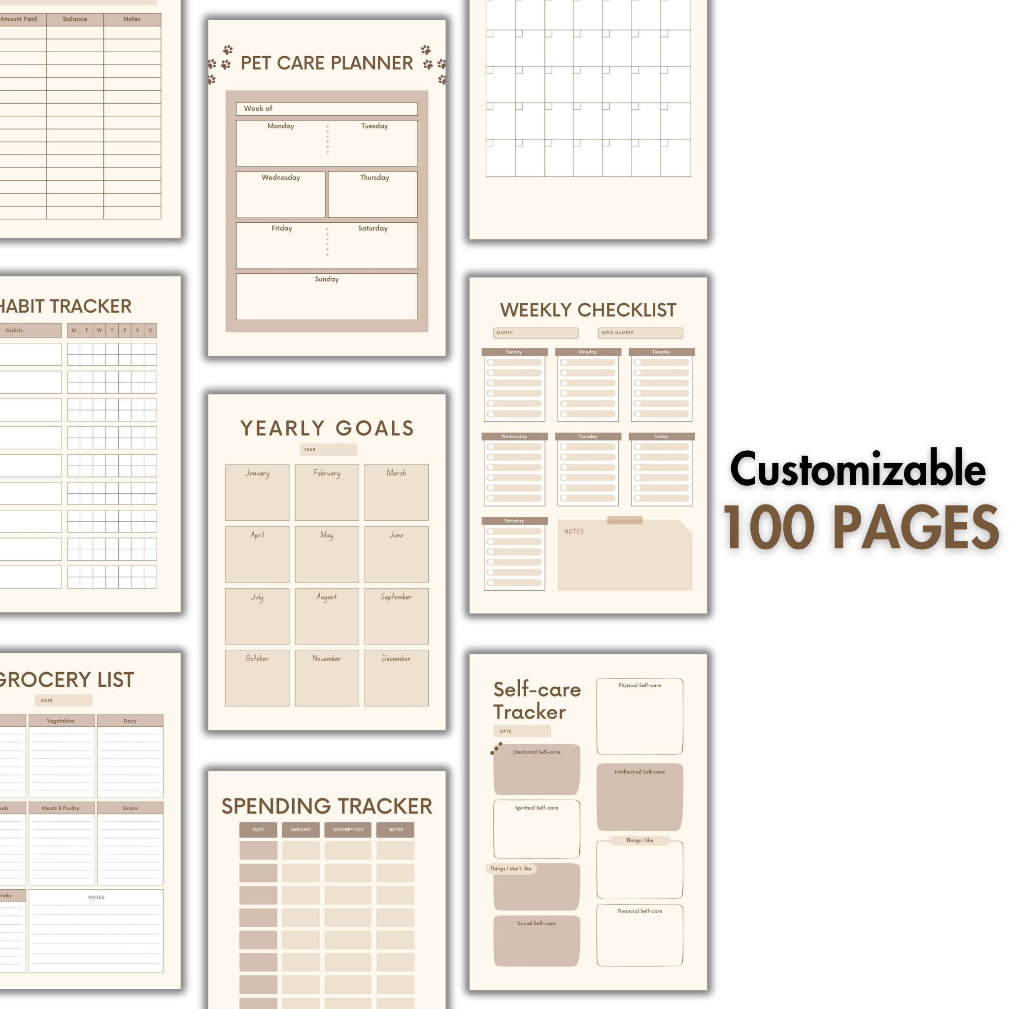 ADHD Planner Template - Beige