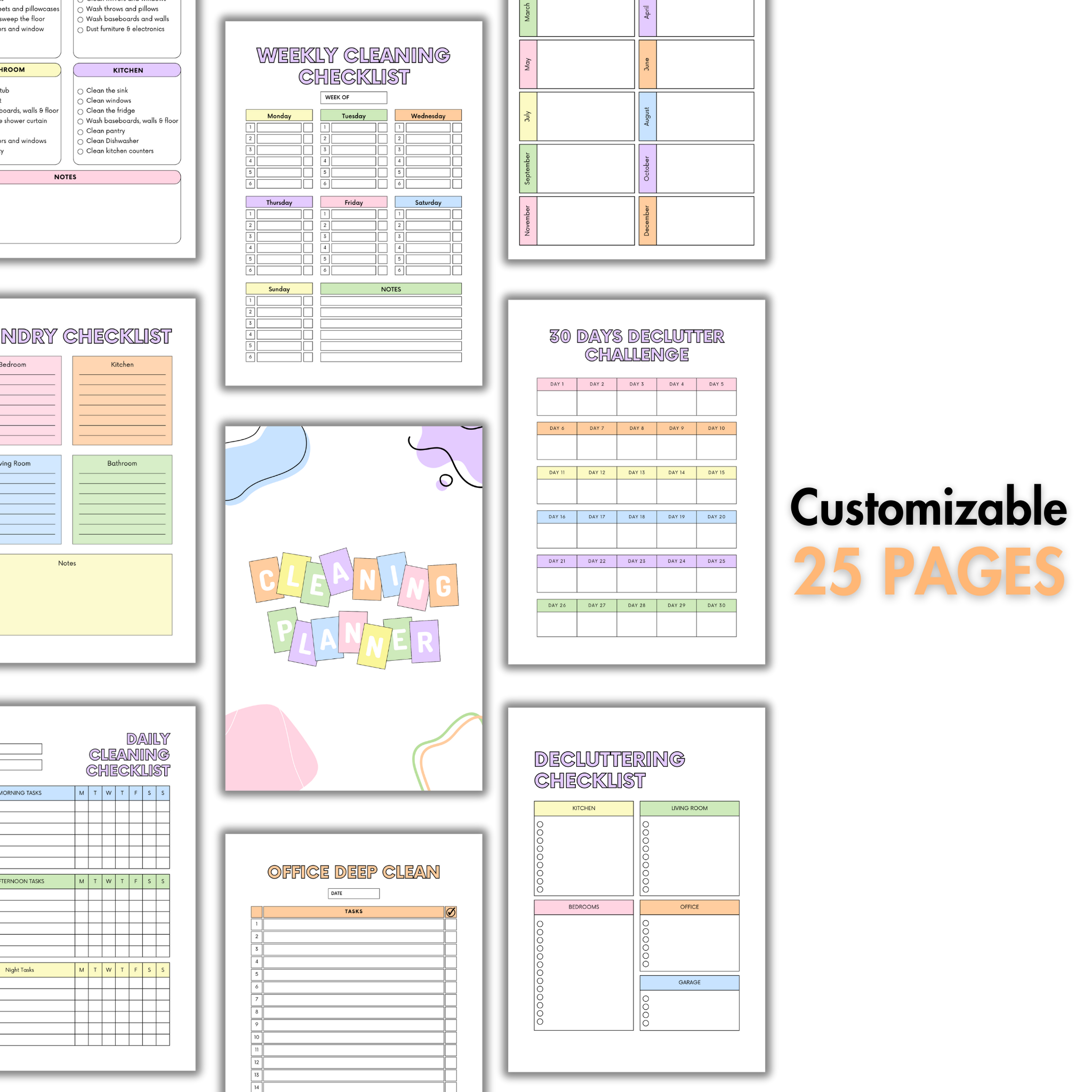 Colorful Cleaning Planner Template