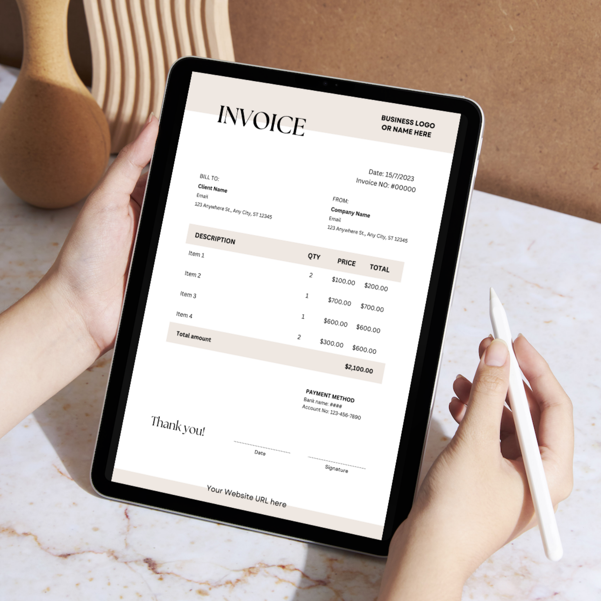 Simple and Sleek Canva Invoice Template