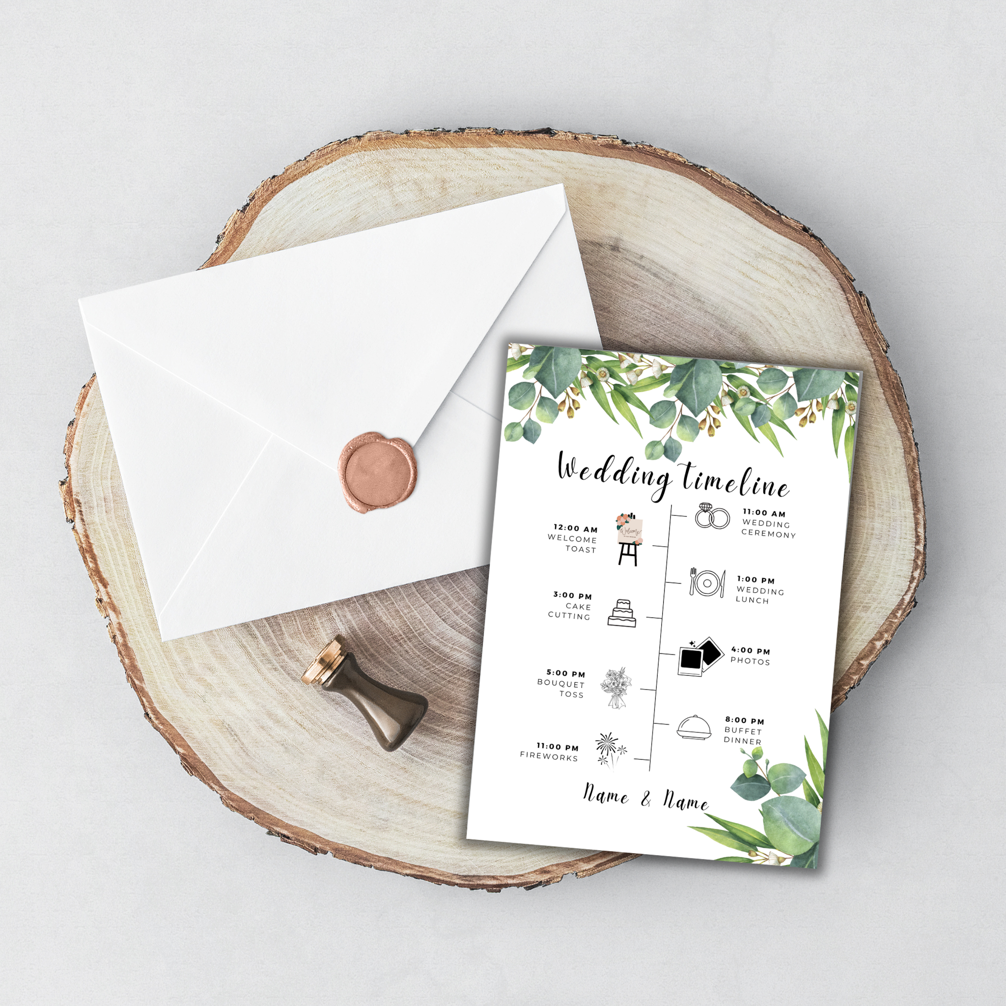 Sage Green Wedding Timeline Template