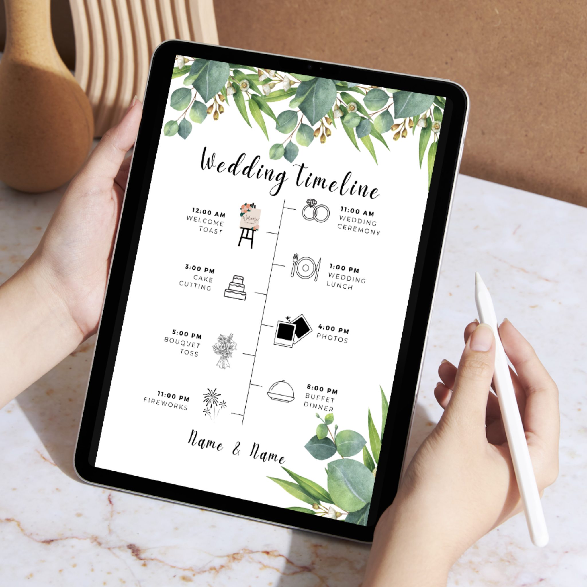 Sage Green Wedding Timeline Template