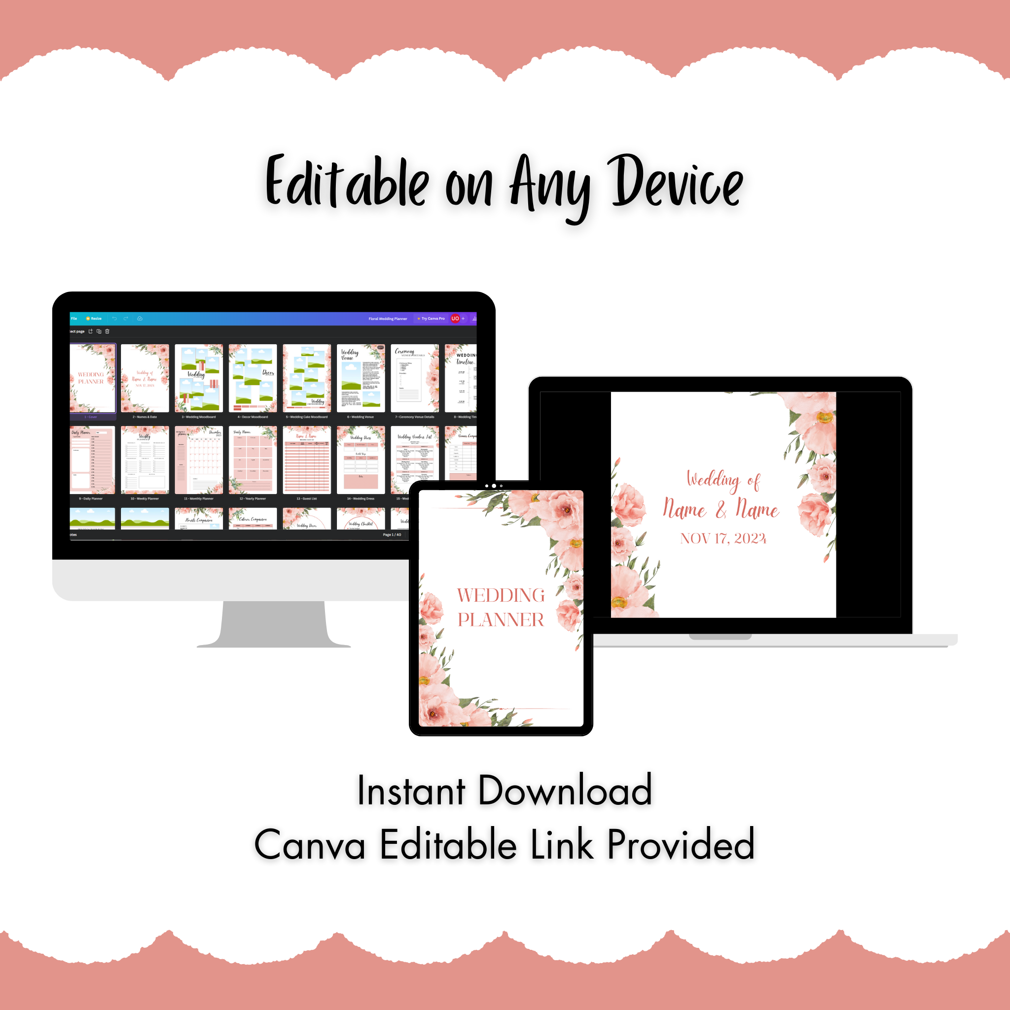 Floral Editable Canva Wedding Planner Plan Your Perfect Day